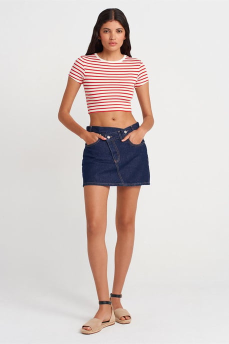 Randig Cropped Blus - Image 4