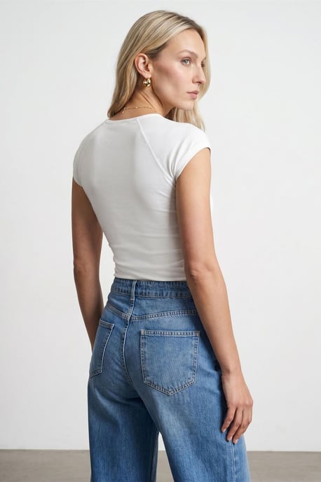 Slim Fit Crop Jersey Top - Image 2