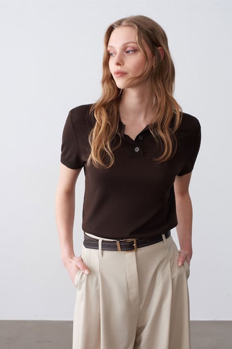 Dames Polo Kraag Knopen Blouse - Image 3