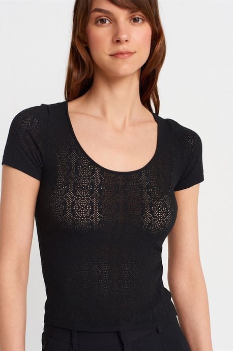 Slim Fit Ribbad Texturerad Blus - Image 3