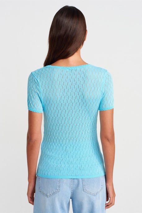 Textured Slim-fit Blouse With Bow Detail - Image 2