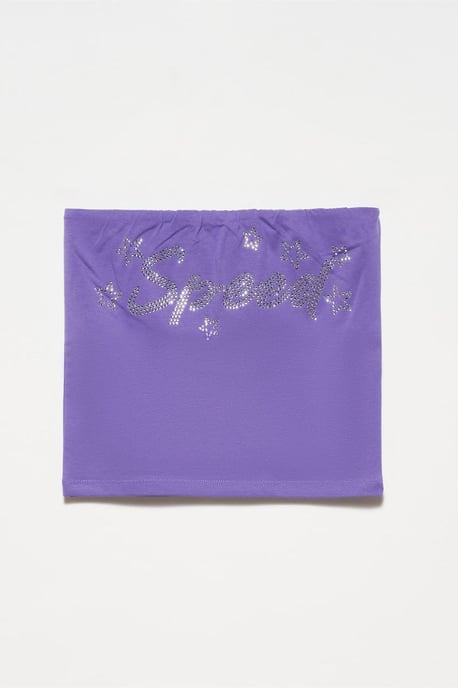 Strapless Slim-fit Crop Top With Stone Detail - Image 1