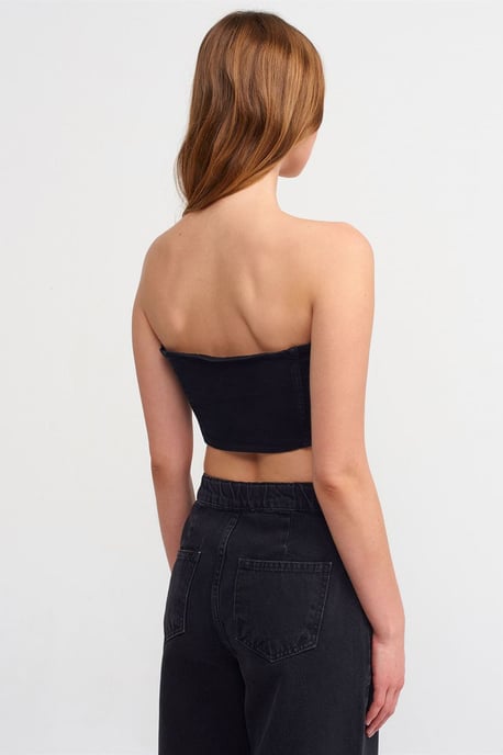 Tight Fodrad Denim Crop Top - Image 2