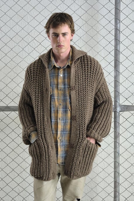 Oversized Geribbelde Breisels Cardigan met Hoge Hals en Zakken - Image 5