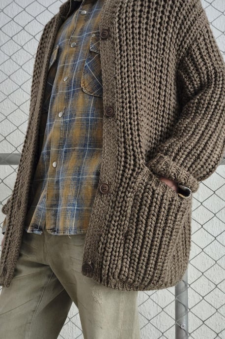 Oversized Geribbelde Breisels Cardigan met Hoge Hals en Zakken - Image 6