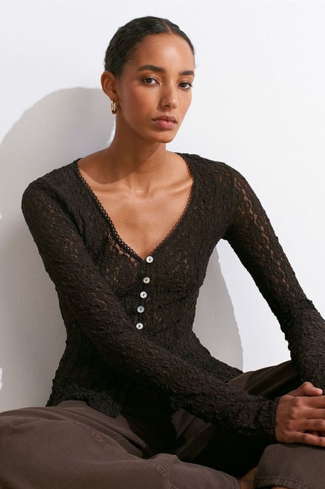 Kant V-hals Knopcardigan - Image 3