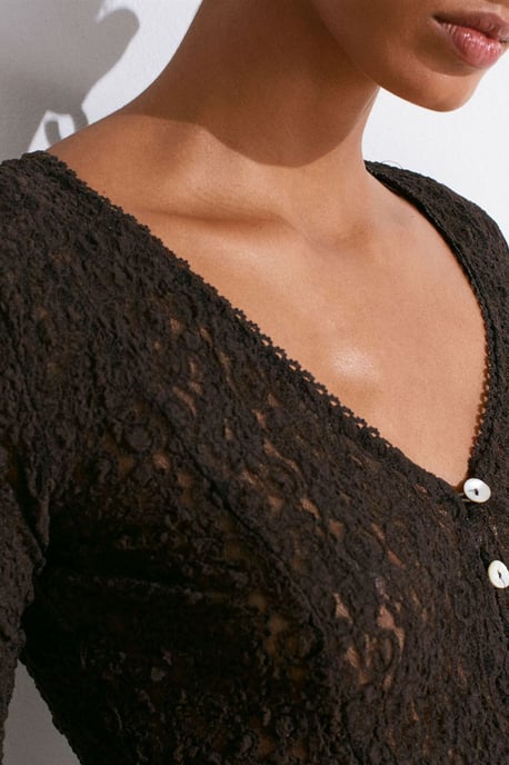 Kant V-hals Knopcardigan - Image 4