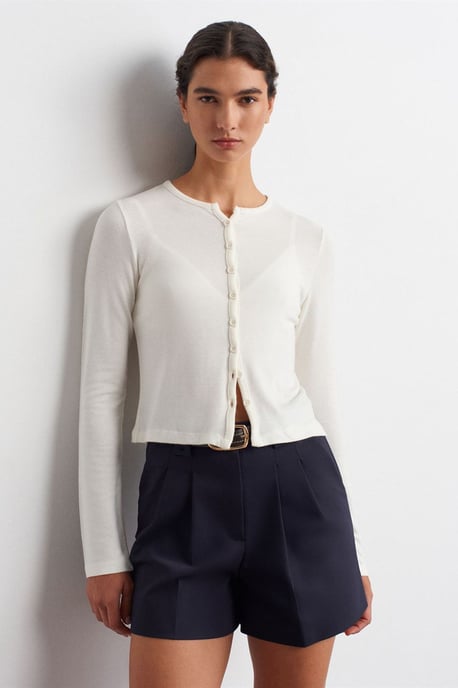 Geribbelde Knopen-Voorkant Cardigan - Image 3