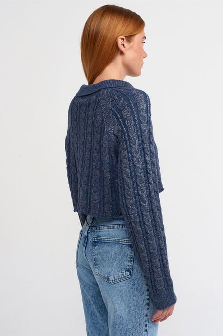 Crop Cable-Knit Button Cardigan - Image 2