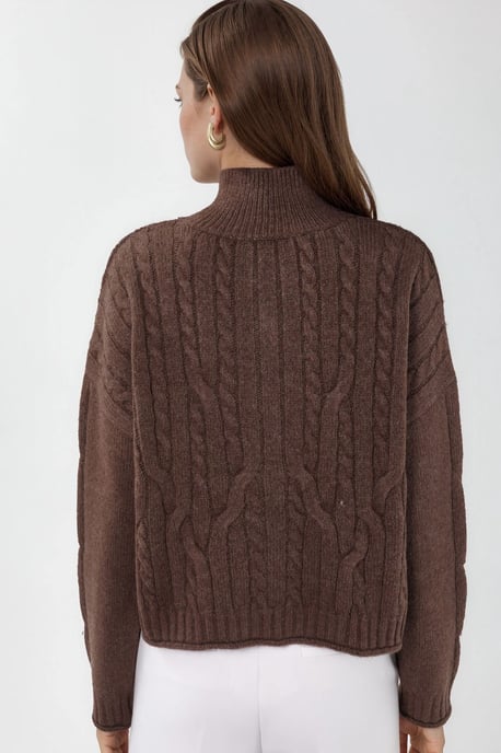 Korte Zachte Touch Rits Kabelgebreide Cardigan - Image 3