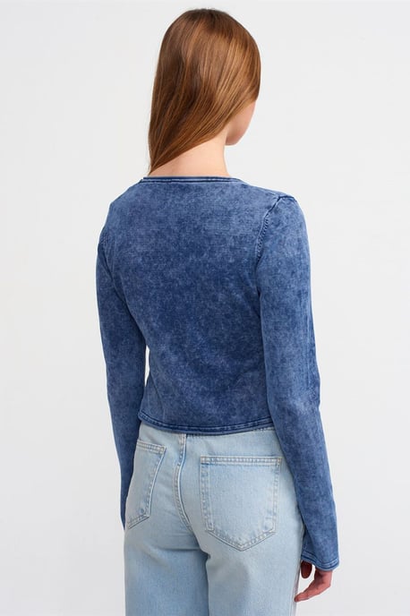 Bomullsribbad kort cardigan - Image 2