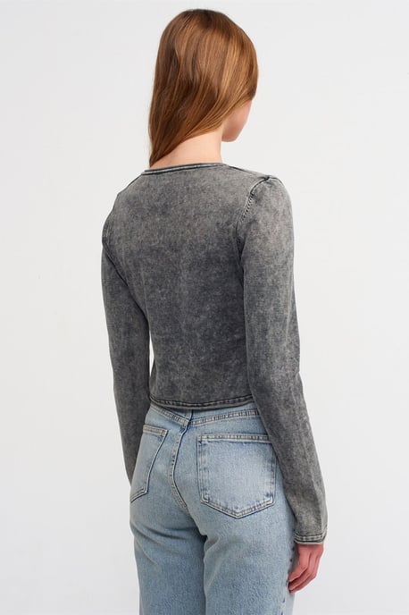 Bomullsribbad kort cardigan - Image 2