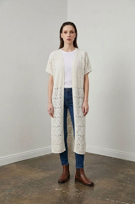 Lange Getextureerde Jacquard Cardigan - Image 1