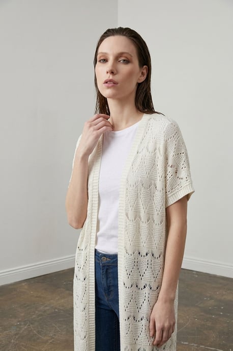 Lange Getextureerde Jacquard Cardigan - Image 2