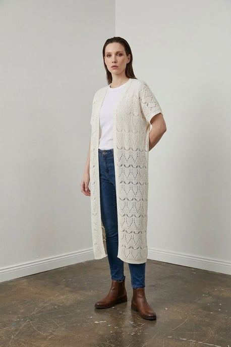 Lange Getextureerde Jacquard Cardigan - Image 4