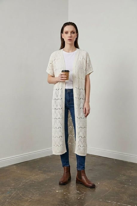 Lange Getextureerde Jacquard Cardigan - Image 5