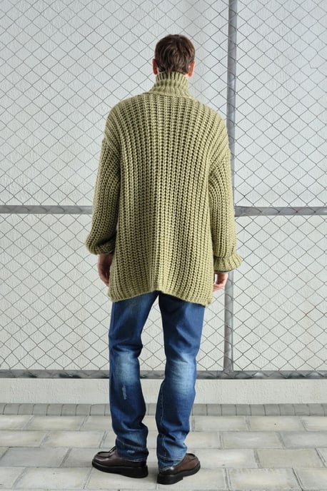 Oversized Ribbels Brei Cardigan met Halve Col - Image 2