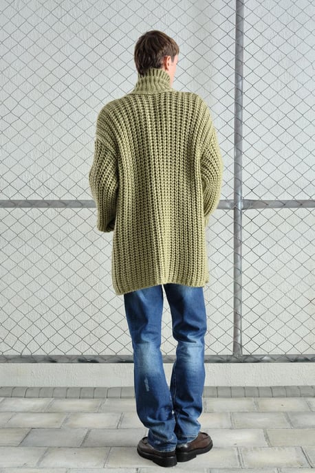 Oversized Ribbels Brei Cardigan met Halve Col - Image 3