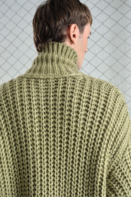 Oversized Ribbels Brei Cardigan met Halve Col - Image 4