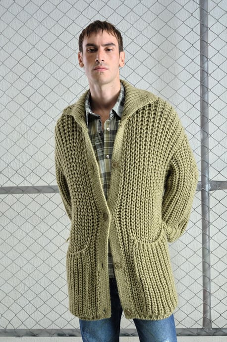 Oversized Ribbels Brei Cardigan met Halve Col - Image 5