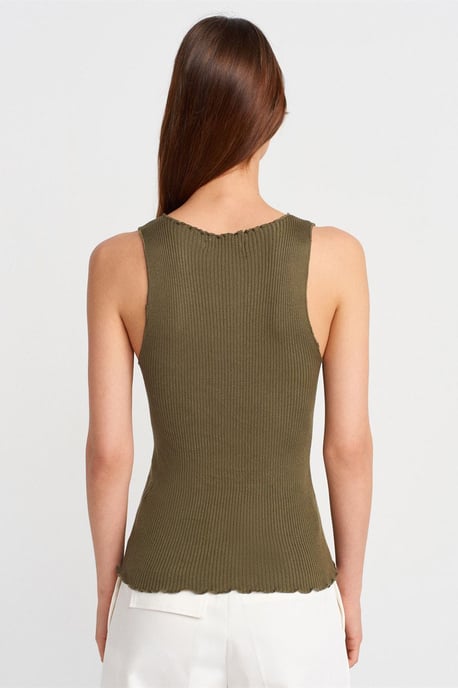 Mouwloze Geribbelde Knopen Cardigan - Image 2