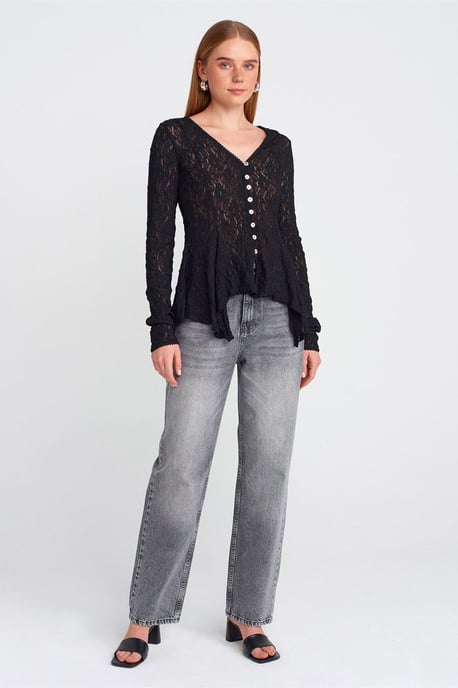 Kant V-hals Knop Cardigan - Image 3