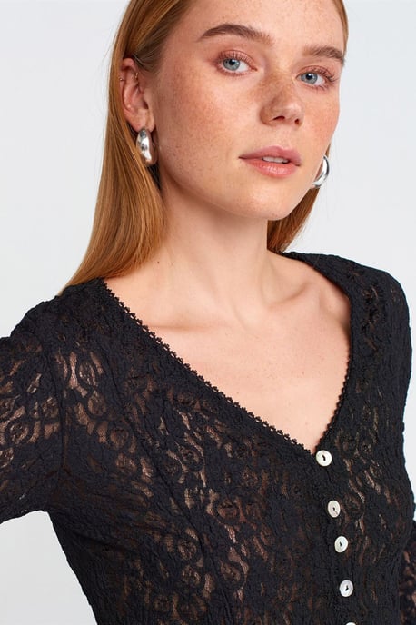Kant V-hals Knop Cardigan - Image 4