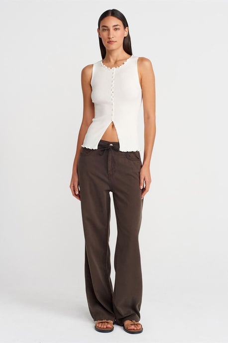 Mouwloze Ribbels Knopen Cardigan - Image 3