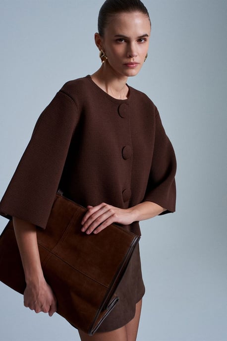 Korte Jacquard Knopen Cardigan - Image 2