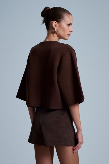Korte Jacquard Knopen Cardigan - Image 3