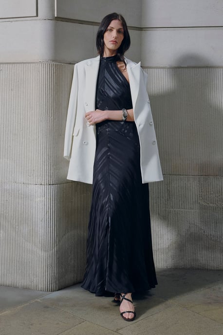 Tailored Double Breasted Ruched Sleeve Blazer - Image 1