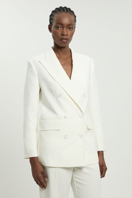 Tailored Double Breasted Ruched Sleeve Blazer - Image 2