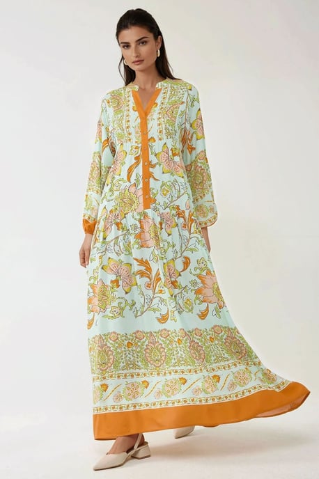 Printed Long Sleeve Viscose Maxi Dress - Image 2