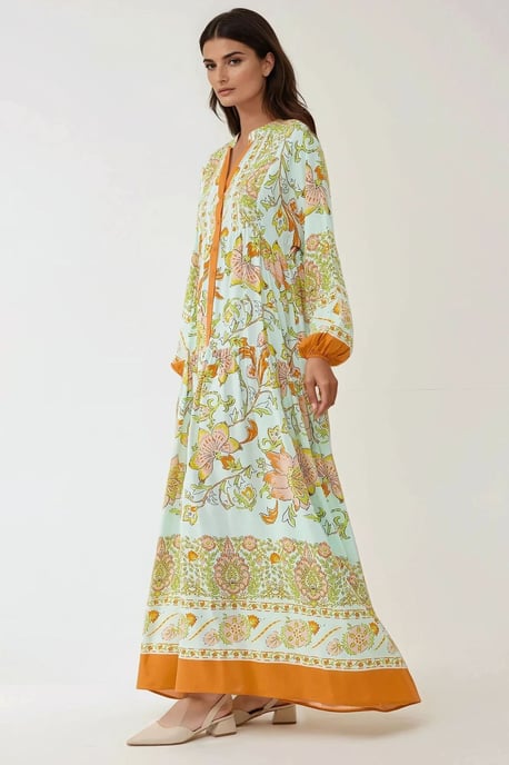 Printed Long Sleeve Viscose Maxi Dress - Image 4