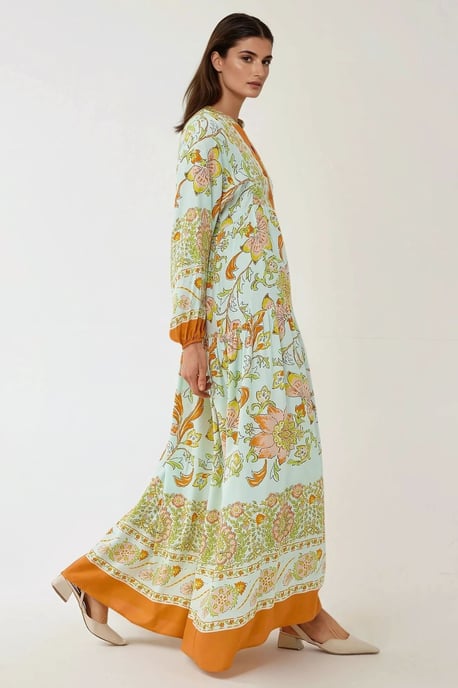 Printed Long Sleeve Viscose Maxi Dress - Image 5