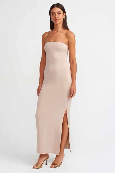 Halterless Bodycon Maxi Klänning Med Slits - Image 1