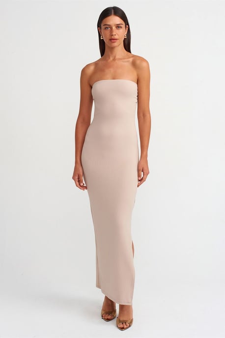 Halterless Bodycon Maxi Klänning Med Slits - Image 3