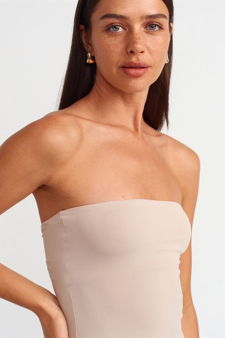 Halterless Bodycon Maxi Klänning Med Slits - Image 4