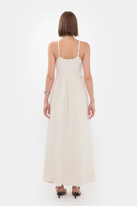 Flowers Embroidered Maxi Dress with Lace Detail - Image 4