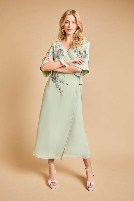 Kimono Sleeve Trailing Embellished Maxi Dress - Image 1