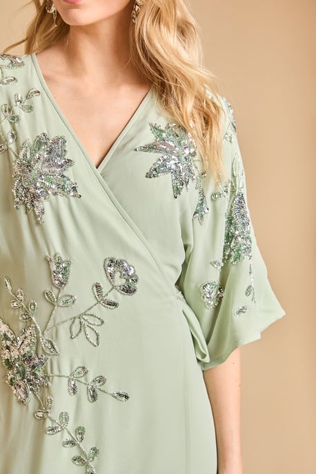 Kimono Sleeve Trailing Embellished Maxi Dress - Image 2