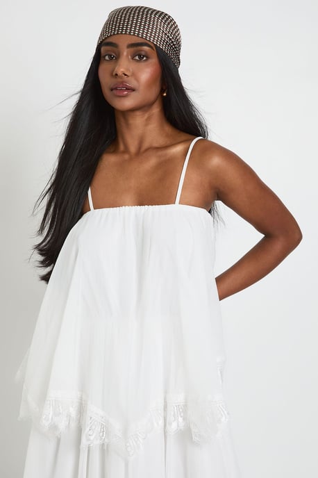 Crinkle Chiffon & Lace Layered Maxi Dress - Image 4
