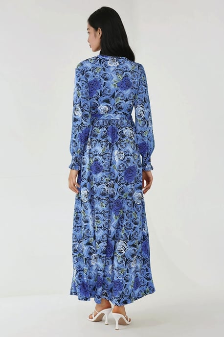Bloemenprint Maxi Jurk met Lange Mouwen en Ceintuur - Image 6