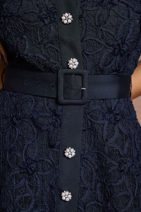 Petite Floral Lace Collared Midi Dress - Image 4