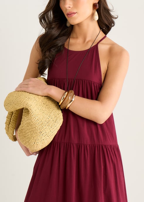 Mulberry Tiered Halter Maxi Trapeze Dress - Image 2