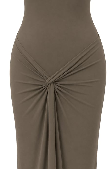 Bodycon maxi stickad klänning med båtarmar - Image 3
