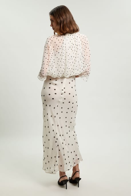 Spot Drape Detail Viscose Woven Maxi Dress - Image 3