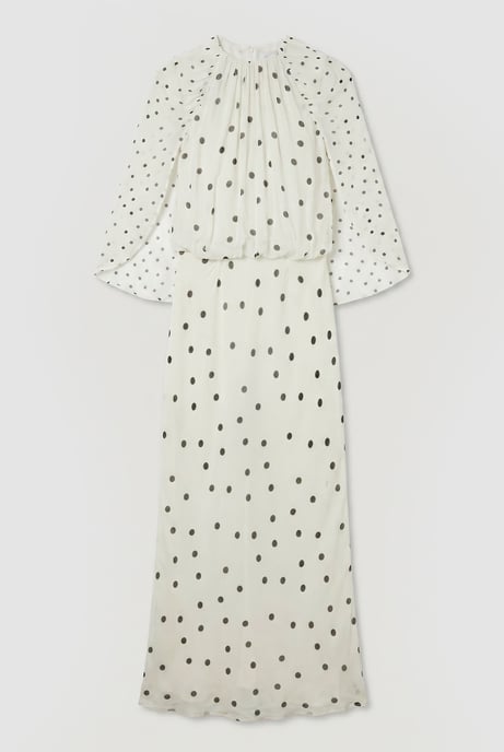 Spot Drape Detail Viscose Woven Maxi Dress - Image 4