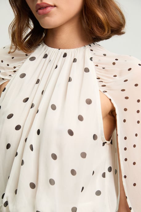 Spot Drape Detail Viscose Woven Maxi Dress - Image 5