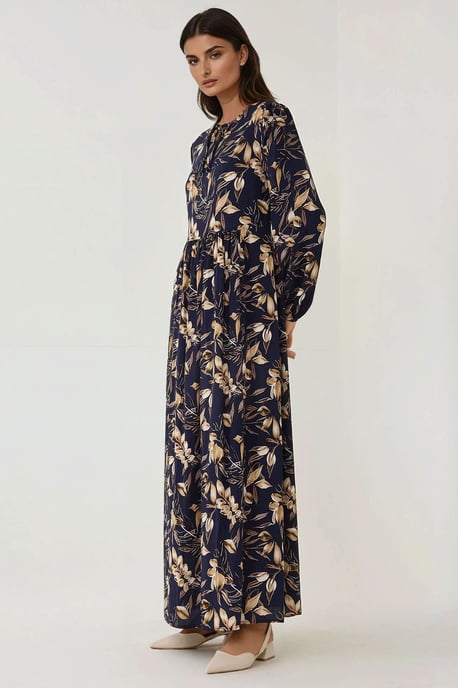 Bloemenprint Lange Mouwen Viscose Maxi Jurk - Image 2